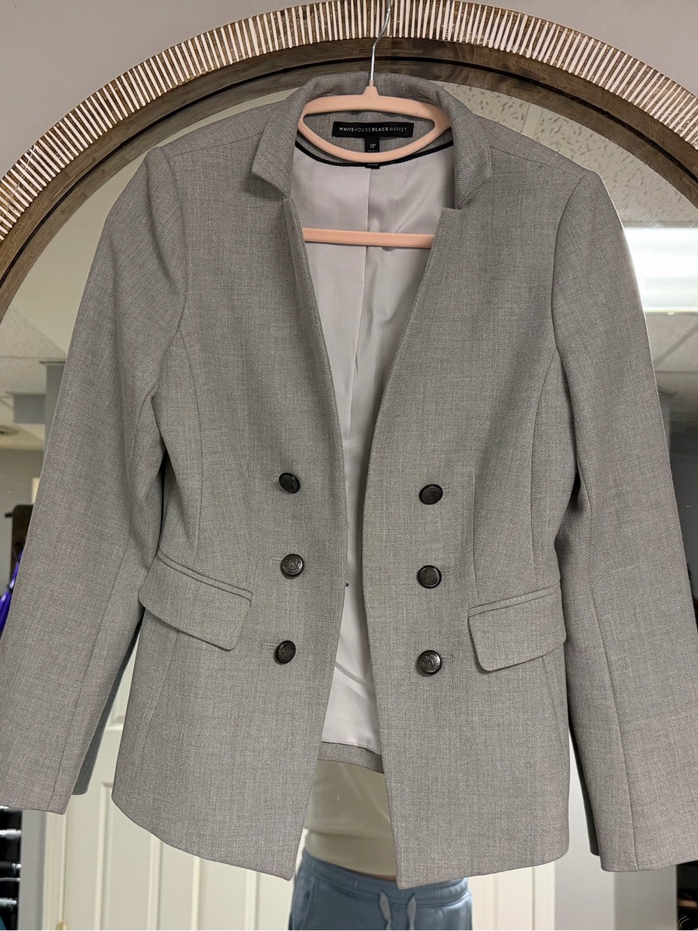 White House Black Market Light Gray Double-Breasted Blazer